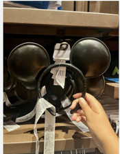 Authentic Disney Parks Mickey Mouse Ears Classic Headband Black Faux Leather NWT picture
