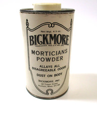 Vintage Bickmore Morticians Powder Tin Hudson MA 4.5 oz Funeral Mortuary picture
