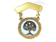 Vintage National Congress of Parents and Teacher 1897 Pin Blue Enamel Tree Badge picture
