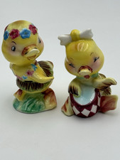 Vintage 1950s Napco PY Anthropomorphic Hawaiian Hula Ducks salt pepper shaker picture