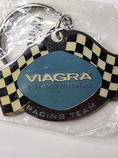 VTG NOS Viagra Racing Team Keychain Crossed Checkered Flags NIP RARE 1