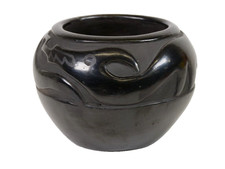 Santa Clara Pueblo Carved Blackware Pottery By Margaret Tafoya Mid to Late 20th picture