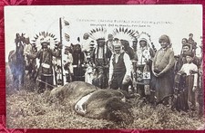 Geronimo Carving Buffalo Meat for his Indians 1909 RC Photo Postcard picture