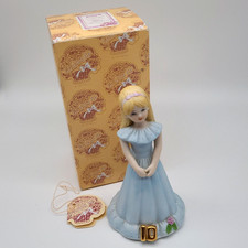 VTG 1981 Enesco Growing Up Birthday Girls Age 10 Blonde Figurine Box Tag E-2310 picture