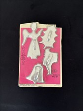 🟣 4 VTG Mirro Aluminum Christmas Cookie Cutters Santa Angel Holly Reindeer ~NIP picture