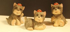 Vtg Set of 3 Porcelain Yorkshire Terrier/Yorkie Figurines ~ Homco 1475  picture