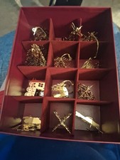 1985 Danbury Mint Gold Christmas Ornament Collection Original Box Set of 12 picture
