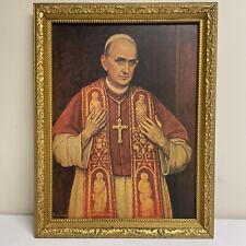 AQ-VTG Large Portrait Print-Pope Paul VI by PAUL SWAN-VTG Gold Gilt Framed -Sign picture