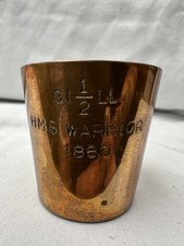 Vintage Pusser’s Rum HMS Warrior 1860 Copper 1/2 Gill Royal Navy Tot Measure picture