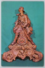Postcard ''The Hunter'' Walnut Mantel Clock @ Brad's Restaurant Long Beach Ca. picture