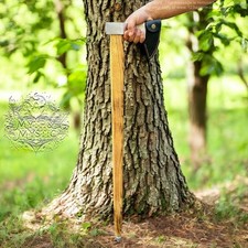 Axe Head Handle Hiking Sticks Wooden Walking Stick Handmade gift Sheath Birthday picture