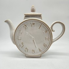Pier 1 Imports Clock Teapot Ceramic Roman Numeral Novelty Kitchen Decor China picture