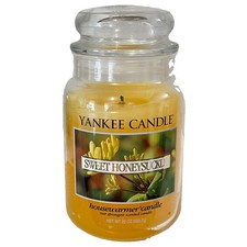 Retired Vintage Yankee Candle SWEET HONEYSUCKLE 22 OZ w/Lid Housewarmer Lit Once picture