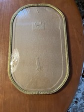 Antique Oval Metal Goldtone Portrait Picture 10x16” Frame Convex Bubble Glass picture
