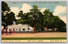 Holland's Court Fort Valley Georgia GA Gas Station Linen 1947 Postcard picture