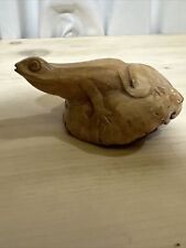 Hand Carved Burlwood Frog 1.5”Tx5” picture
