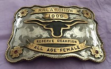 Vintage 1999 RRLA Show Reserve Champion All Age Female Trophy Belt Buckle picture