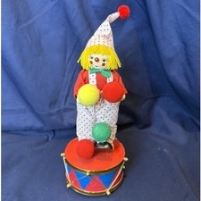 Vintage Jay Import Co Musical Clown Juggling on Circus Drum Wind Up Figurine picture