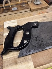 Vintage Disston Keystone 26” Hand Saw USA Antique Woodworking Tool Black Handle picture