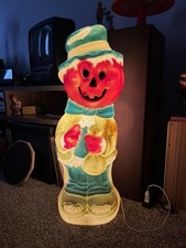 Vintage 1995 Empire Pumpkin Head Scarecrow Blow Mold Halloween Lighted 33” picture