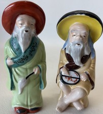 2 Old Japanese Men Figurines Occupied Japan Vintage 1940’s-50’s Nice picture