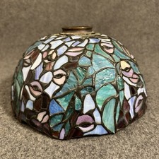 Antique Tiffany Style Stained Glass Floral Lamp Shade Tulips Flowers Botanical picture