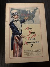 Vintage 1920s ARE YOU A TRUE AMERICAN Booklet Metropolitan Life Ins Uncle Sam picture