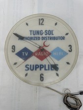 Vintage Tung Sol Advertising Clock By Neon Products Lights Up, Clock Works picture