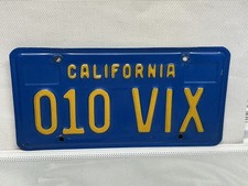 Vintage California License Plate 010 VIX Blue Yellow 70’s Classic picture