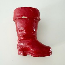 Vtg 1950s Papier Mache Santa Boot Candy Container Christmas Paper Pulp Red 4.5