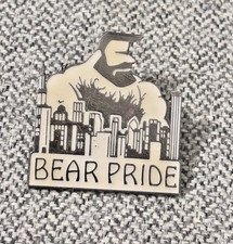Vintage Bear Pride Chicago Skyline Enamel Pin Gay LGBTQ Bear Community ScrewBack picture