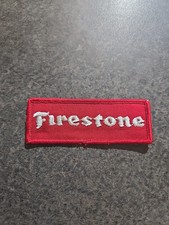 VTG FIRESTONE Logo EMBROIDERED IRON ON PATCH .NOS. 1 3/8 X 3 3/4 In picture