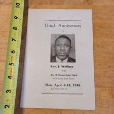 PROGRAM 3RD ANNIVERSARY REV E WALLACE AFRICAN AMERICAN 1946 BAPTIST CHURCH picture