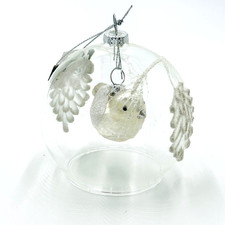 Sullivans Clear Dome Christmas Ornament Bell w/White Glass BIrd Clapper picture