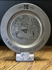 Kodak 1880-1980 Anniversary Pewter Collector Plate Round Relief Cast Gray picture