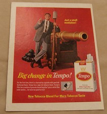 Vintage Magazine Ad 1965 Tempo Filter Cigarettes Charcoal Tip With New Tobacco picture
