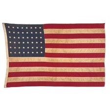Vintage Cotton 48 Sewn Stars American Cloth Flag USA Antique Art Embroidered picture