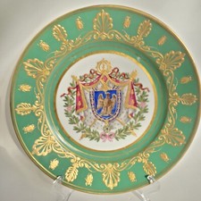 French Empire Old Paris Eagle Heraldic Plate for Napoleon's Marechal Lefebvre picture