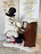 2005 Hallmark Animated Musical Light Up Snowman Playing Piano Works picture