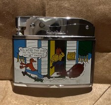 Vintage Hadson Japan Novelty Flat Lighter - Cariboo Joe Hunting Humor - Unfired picture