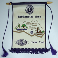 Vintage Lions Club Flag Banner Northampton Area Pennsylvania picture
