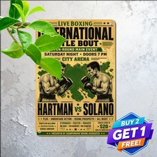 Historic Heavyweight Boxing Match Sign Classic Fight Night Metal Wall Plaque picture
