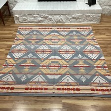 Vintage 40's 50's Native American Cotton Camp Blanket Thunderbirds 65 x 58 picture