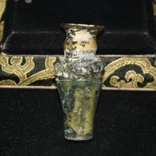 Authentic Ancient Roman Glass Bottle Container Circa 1st Century AD picture
