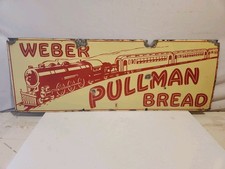 Circa 1910 Pullman Bread By Weber Porcelain Advertising Sign w/ Locomotive RARE picture