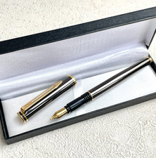 Vintage Waterman Maestro Gunmetal Fountain Pen M Nib GT Made in France BS097 picture