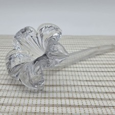 Vintage Hand Blown Art Glass 8 Inch Lily Clear Flower Single Bud picture