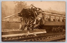 Train Wreck Close-Up View of Damage c1910 Real Photo RPPC picture