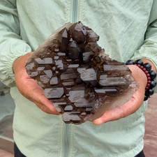 989g TOP Rare Natural Smoky Skeleton Quartz Crystal Cluster Specimen Healing picture