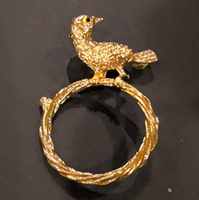 Gold Tone Bird Twig Napkin Holders Clear Crystal tail black crystal eyes LOT/39 picture